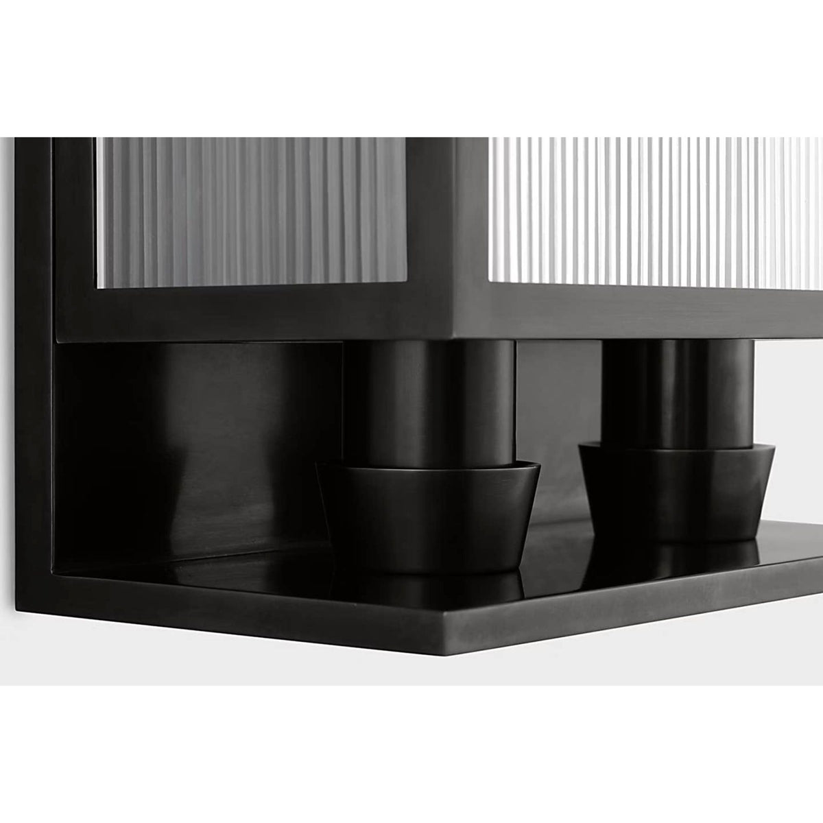Barbara Barry York 24" Double Box Sconce in Bronze with Clear Ribbed Glass W10" x H24.25" x E5"
