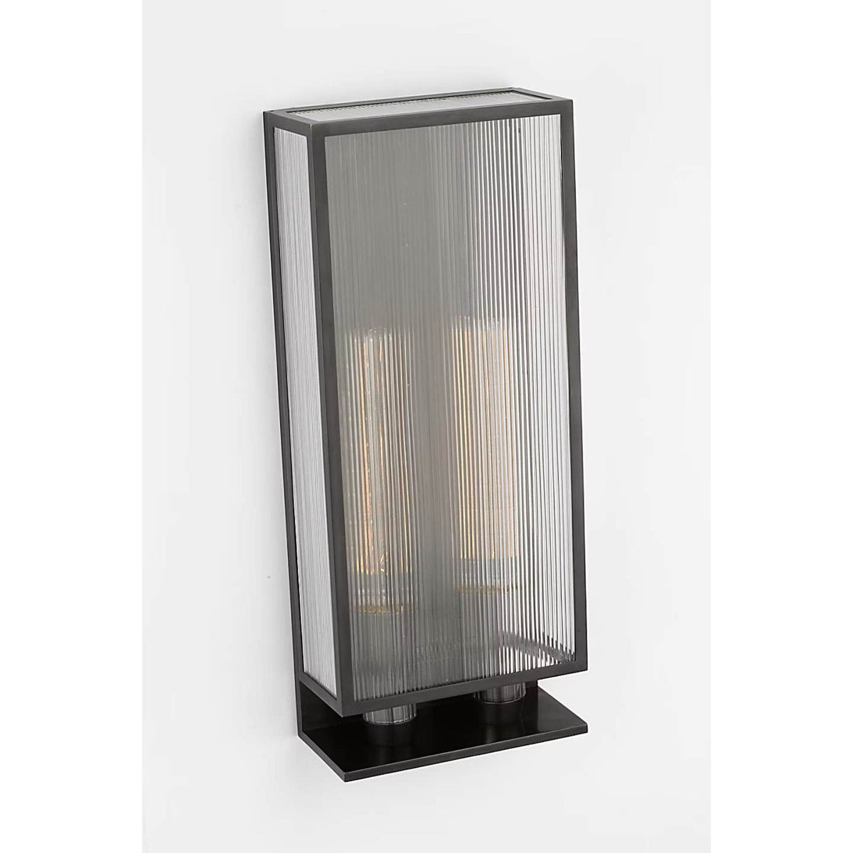 Barbara Barry York 24" Double Box Sconce in Bronze with Clear Ribbed Glass W10" x H24.25" x E5"