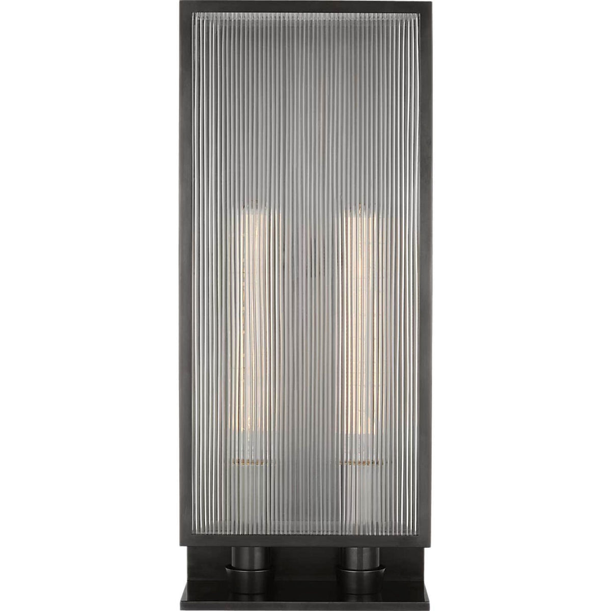 Barbara Barry York 24" Double Box Sconce in Bronze with Clear Ribbed Glass W10" x H24.25" x E5"