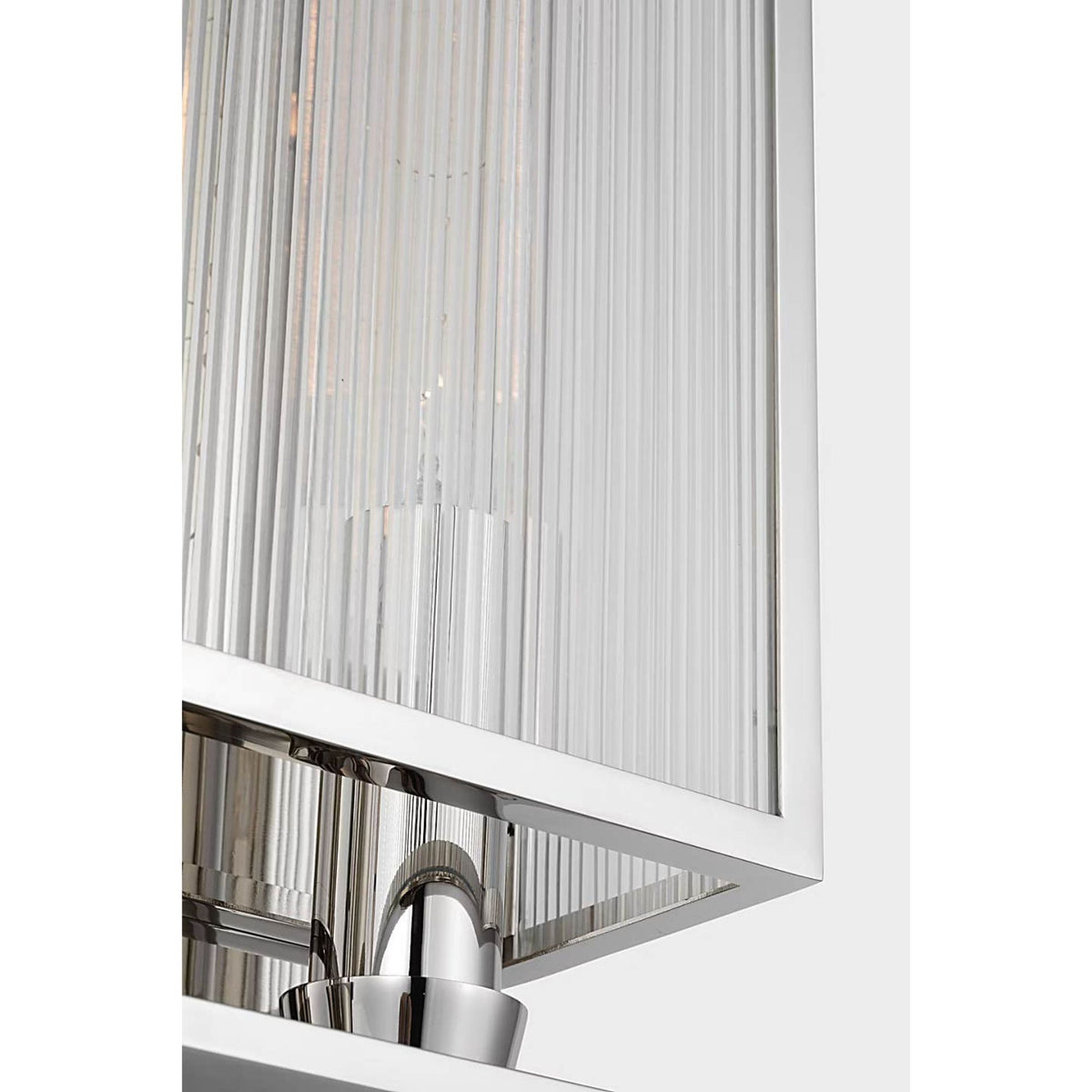 Barbara Barry York 24" Double Box Sconce in Polished Nickel with Clear Ribbed Glass W10" x H24.25" x E5"