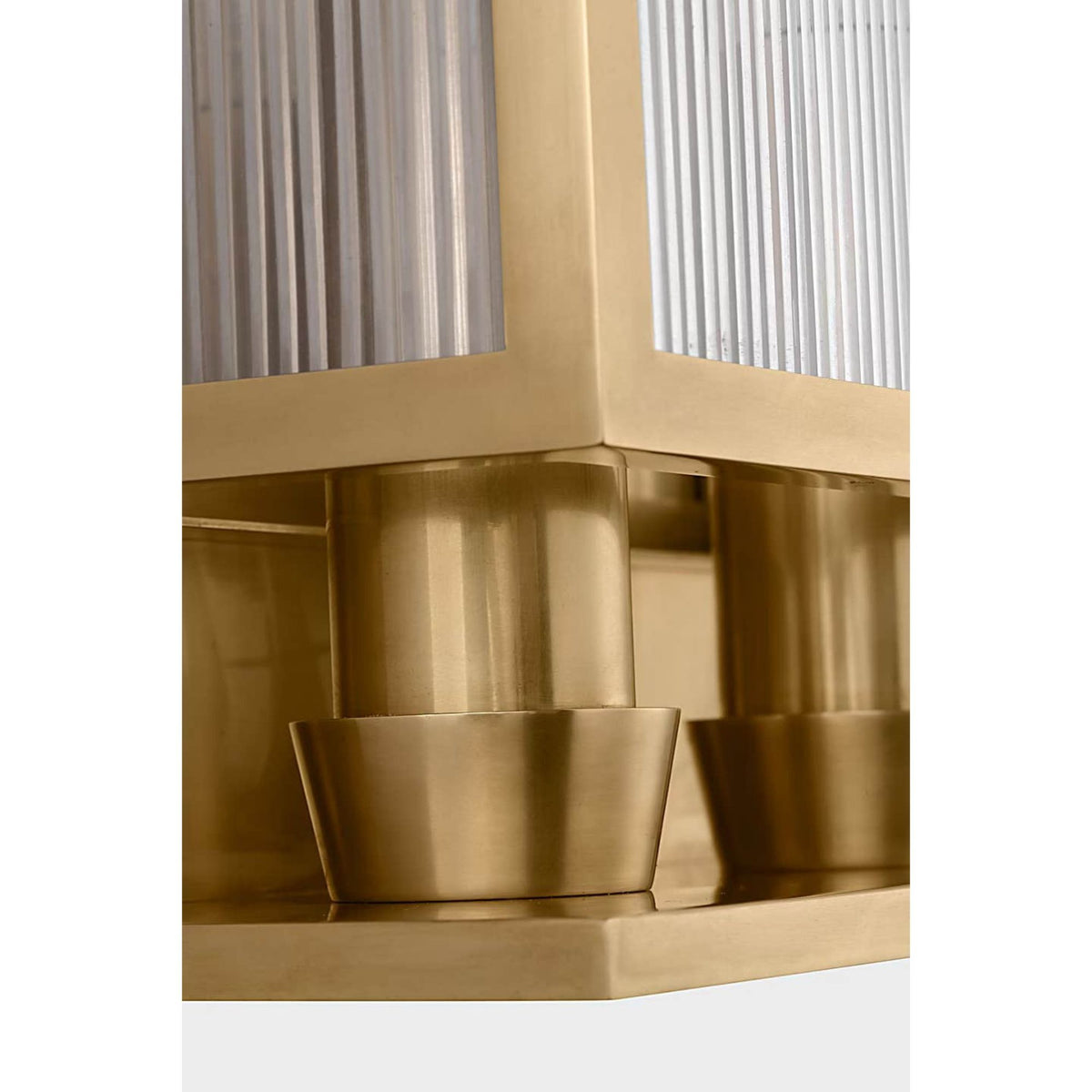 Barbara Barry York 24" Double Box Sconce in Soft Brass with Clear Ribbed Glass W10" x H24.25" x E5"