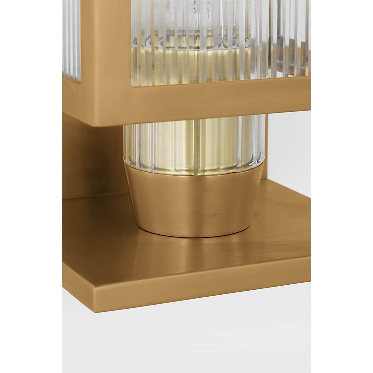 Barbara Barry York 16" Single Box Outdoor Sconce in Soft Brass with Clear Ribbed Glass W5" x H16.25" x E5"