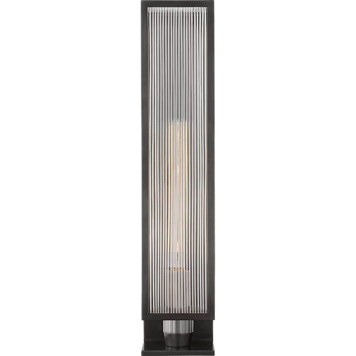 Barbara Barry York 24" Single Box Outdoor Sconce in Bronze with Clear Ribbed Glass W5" x H24.25" x E5"