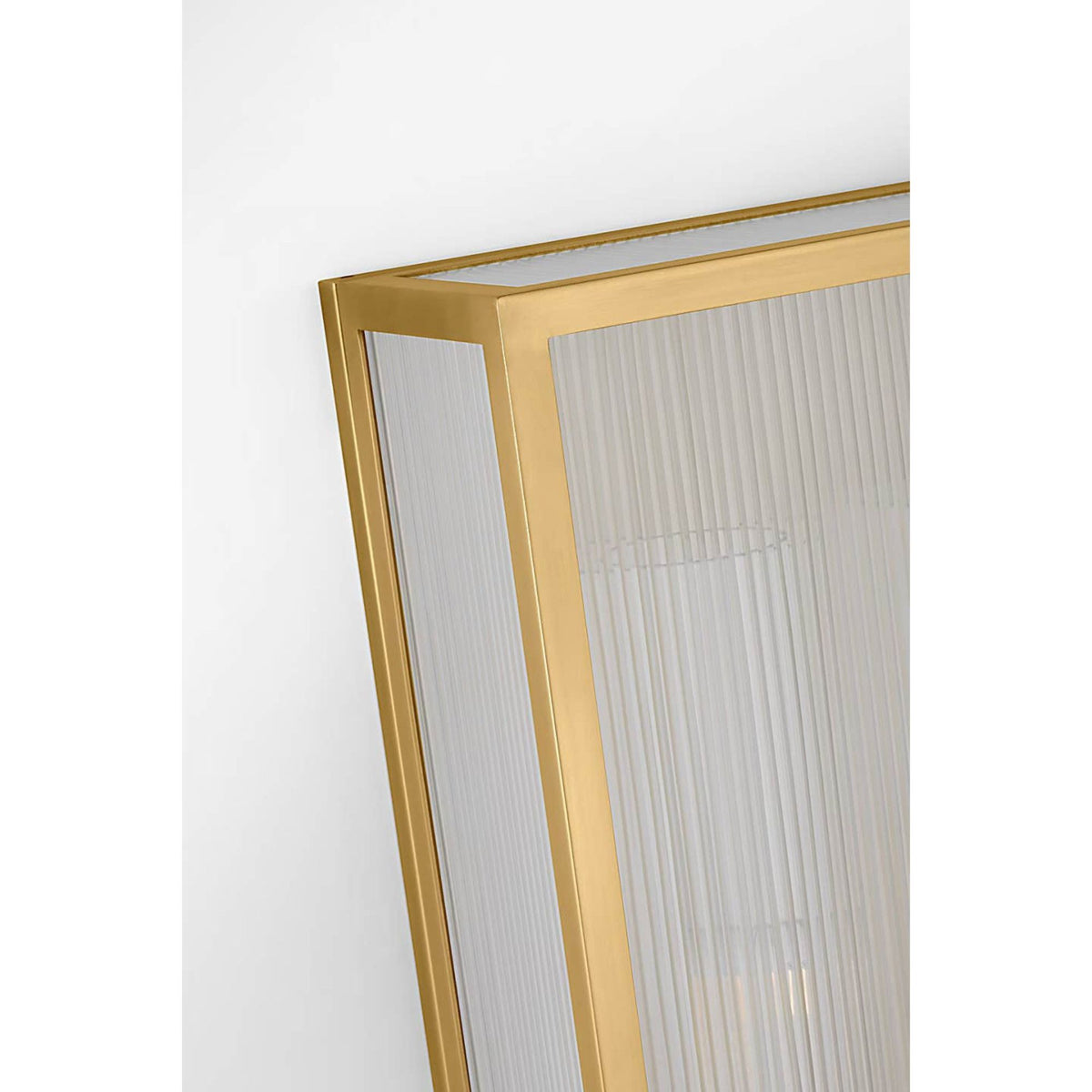 Barbara Barry York 24" Double Box Outdoor Sconce in Soft Brass with Clear Ribbed Glass W10" x H24.25" x E5"