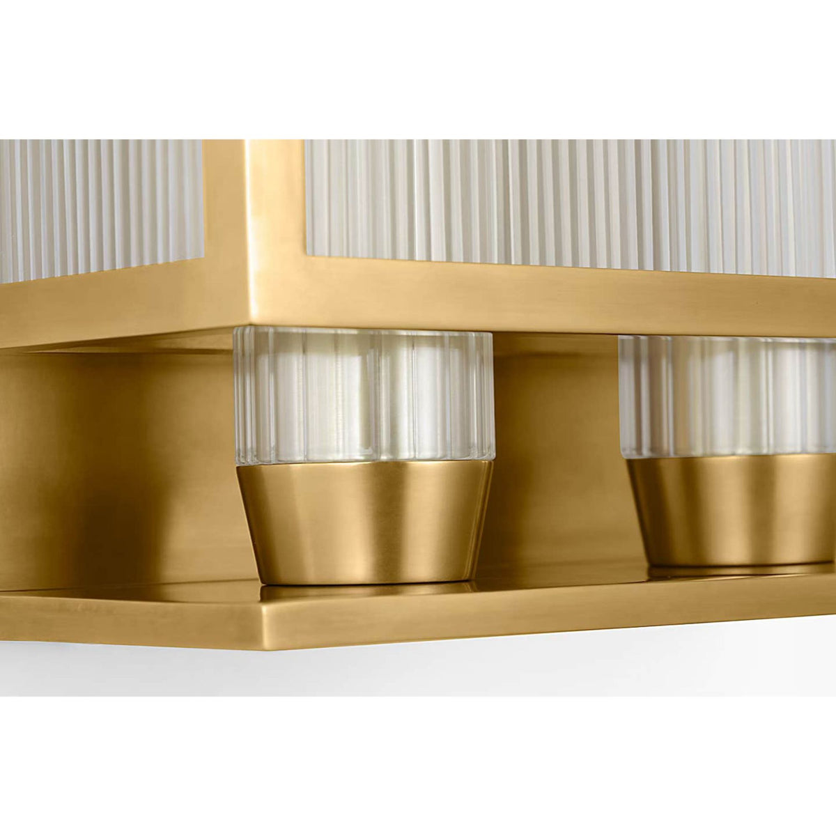 Barbara Barry York 24" Double Box Outdoor Sconce in Soft Brass with Clear Ribbed Glass W10" x H24.25" x E5"