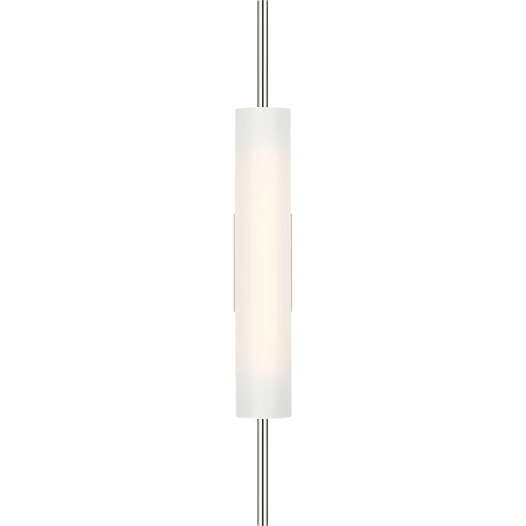 Barbara Barry Windchime 25" Tubular Sconce in Polished Nickel with Soft Etched Glass W2.75" x H25" x E3.75"
