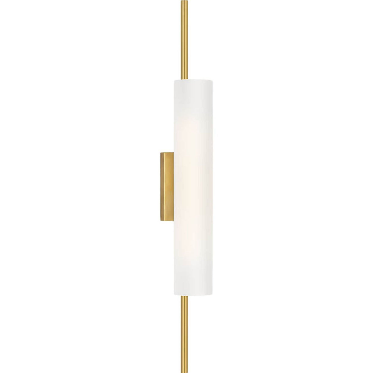 Barbara Barry Windchime 25" Tubular Sconce in Soft Brass with Soft Etched Glass W2.75" x H25" x E3.75"