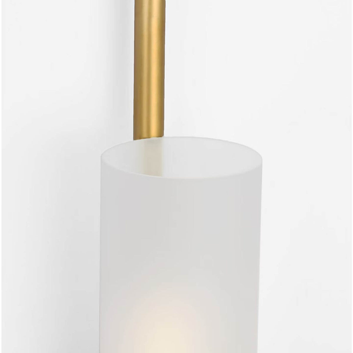 Barbara Barry Windchime 25" Tubular Sconce in Soft Brass with Soft Etched Glass W2.75" x H25" x E3.75"
