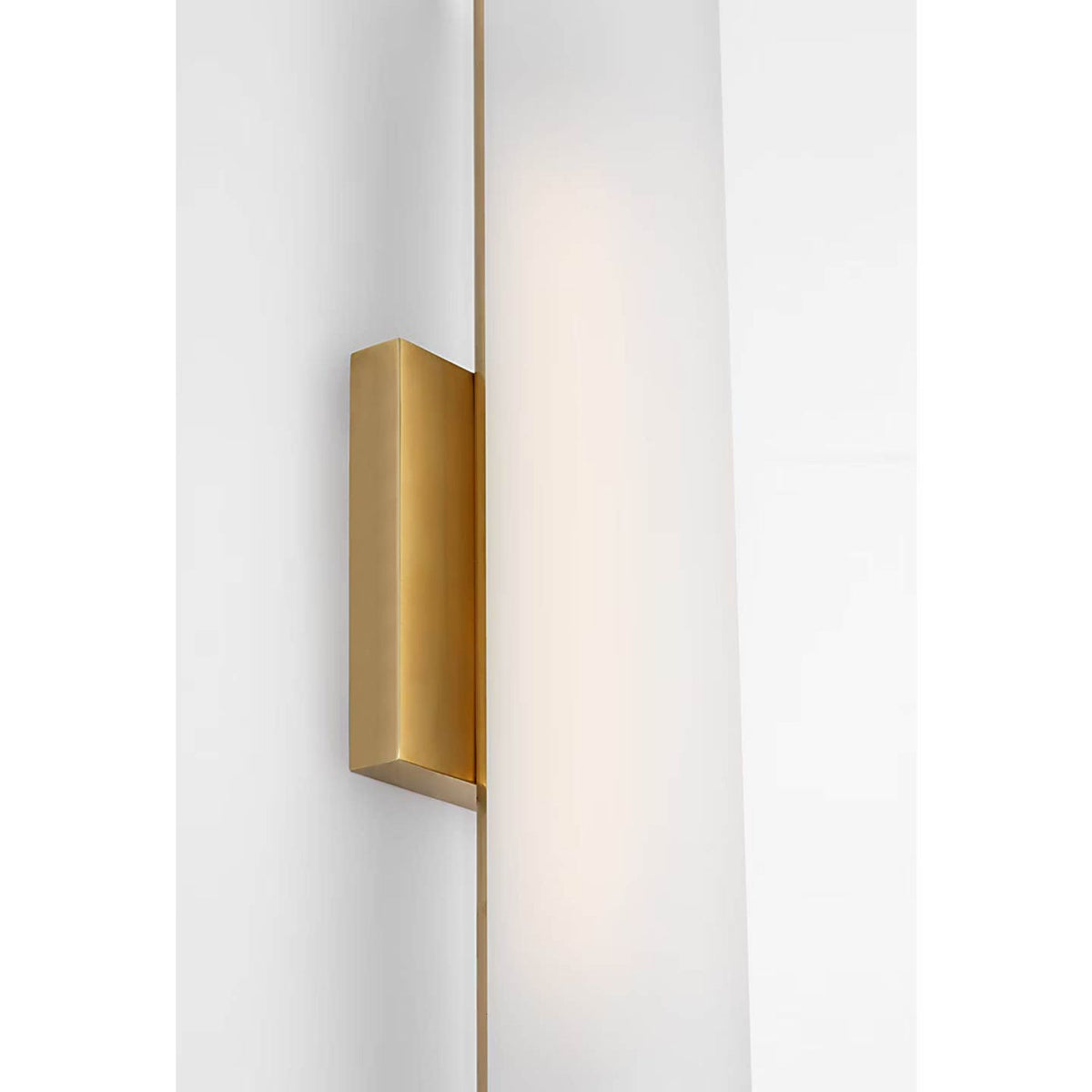 Barbara Barry Windchime 25" Tubular Sconce in Soft Brass with Soft Etched Glass W2.75" x H25" x E3.75"