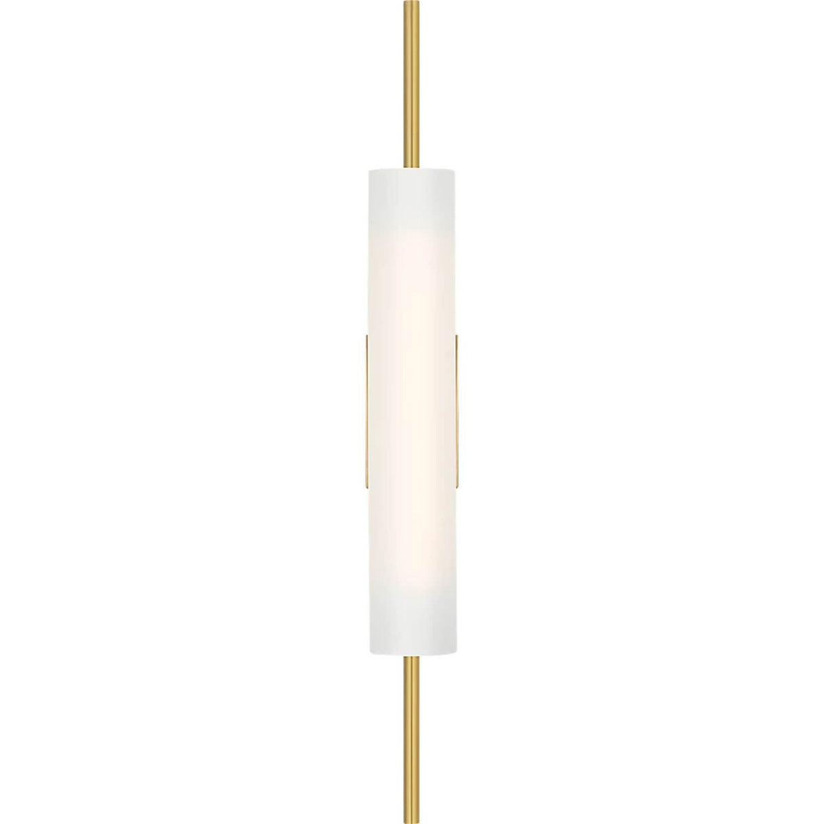 Barbara Barry Windchime 25" Tubular Sconce in Soft Brass with Soft Etched Glass W2.75" x H25" x E3.75"