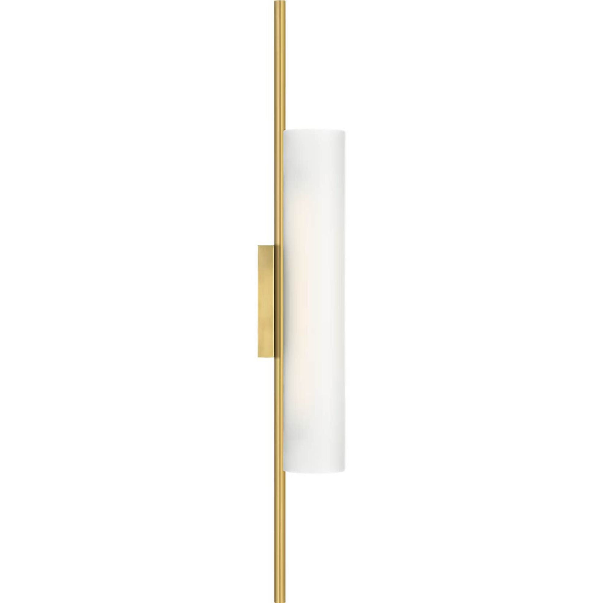 Barbara Barry Windchime 25" Tubular Sconce in Soft Brass with Soft Etched Glass W2.75" x H25" x E3.75"