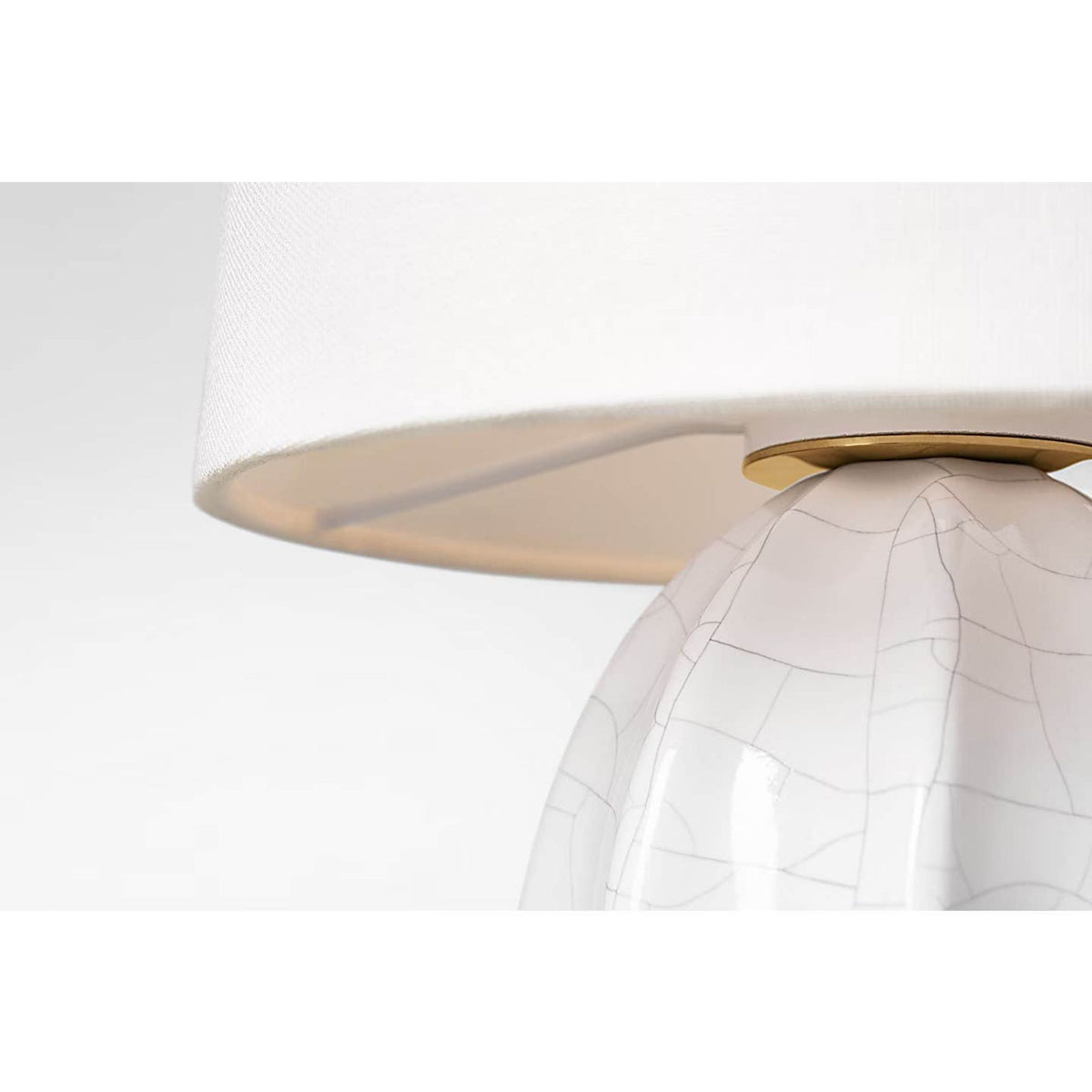 Barbara Barry Melanie 12" Cordless Accent Lamp in Crackled Ivory with Linen Shade W8.5" x H12"