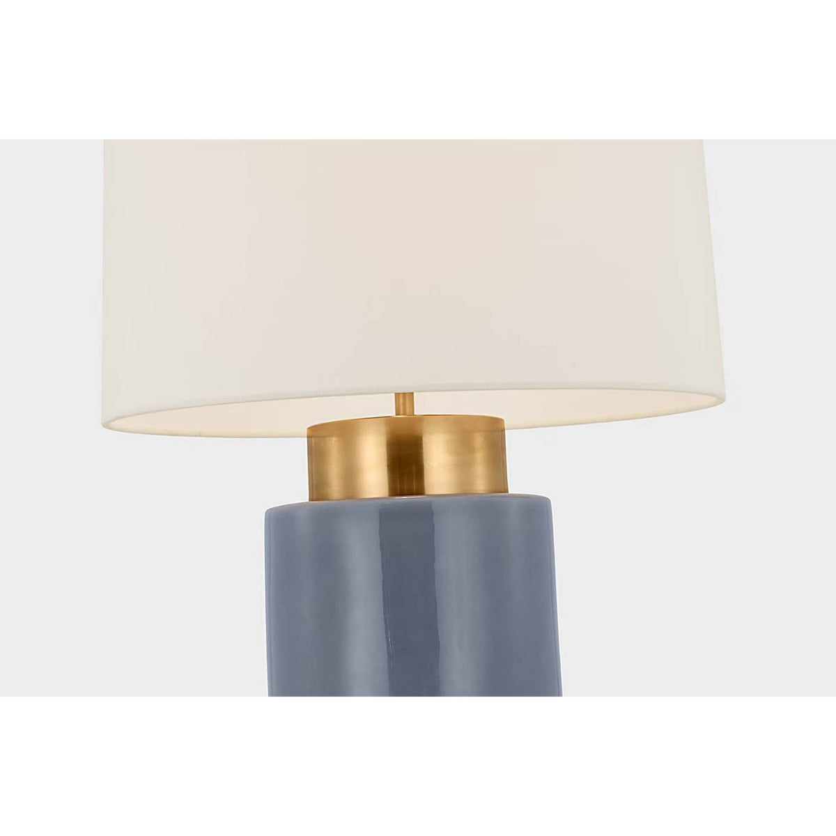 Barbara Barry Xian 30" Table Lamp in Polar Blue Crackle and Soft Brass with Linen Shade W16" x H29.5"