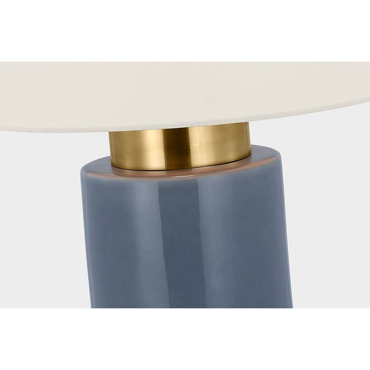 Barbara Barry Xian 30" Table Lamp in Polar Blue Crackle and Soft Brass with Linen Shade W16" x H29.5"
