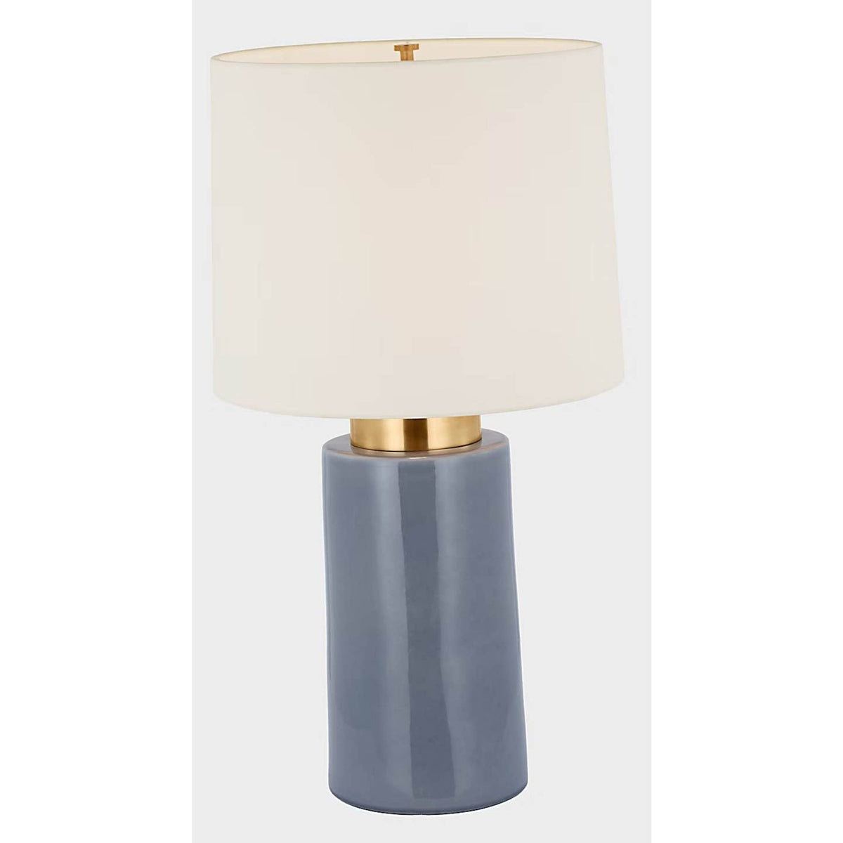 Barbara Barry Xian 30" Table Lamp in Polar Blue Crackle and Soft Brass with Linen Shade W16" x H29.5"