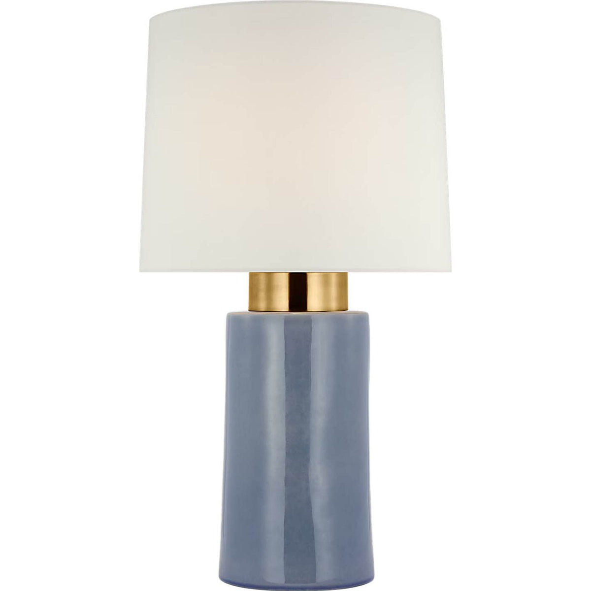 Barbara Barry Xian 30" Table Lamp in Polar Blue Crackle and Soft Brass with Linen Shade W16" x H29.5"