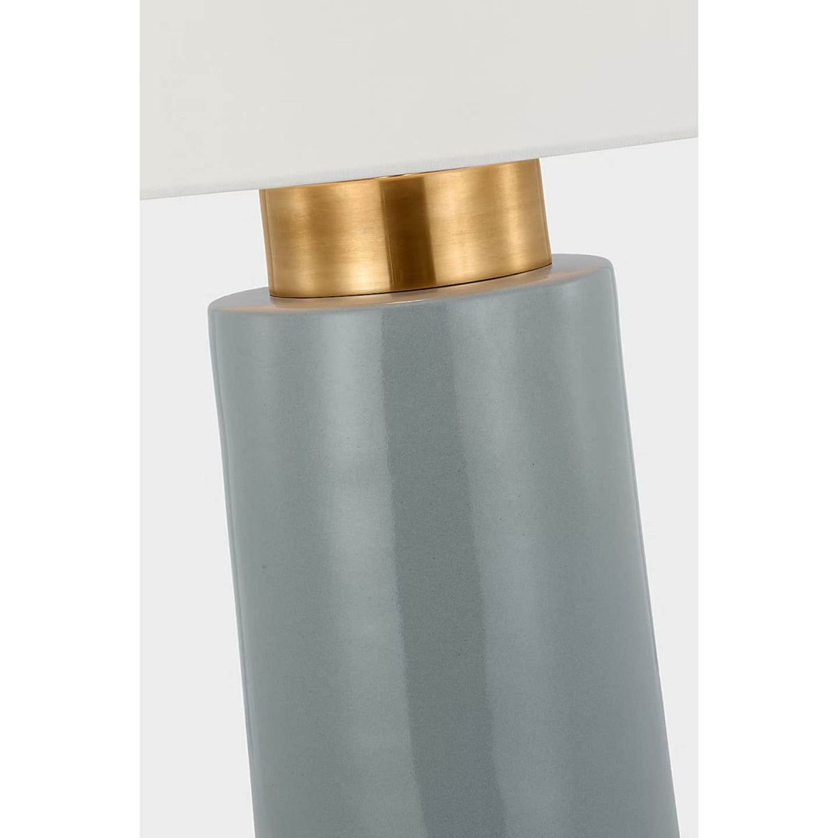 Barbara Barry Xian 30" Table Lamp in Sky Gray and Soft Brass with Linen Shade W16" x H29.5"