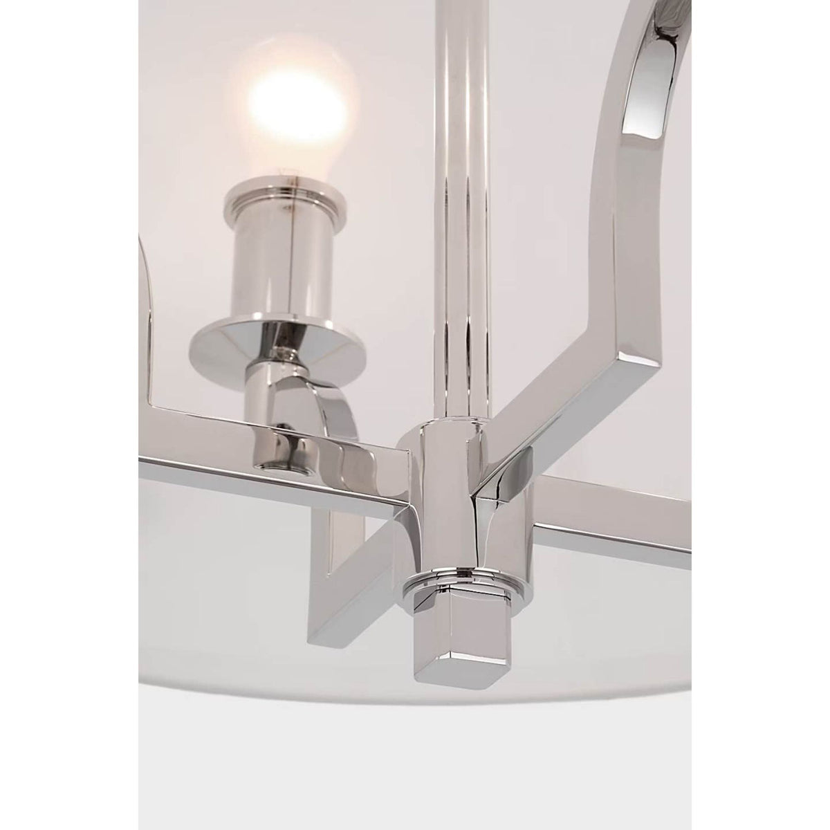 Barbara Barry Westport Large Hanging Shade in Polished Nickel with Linen Shade W23" x H19.75"