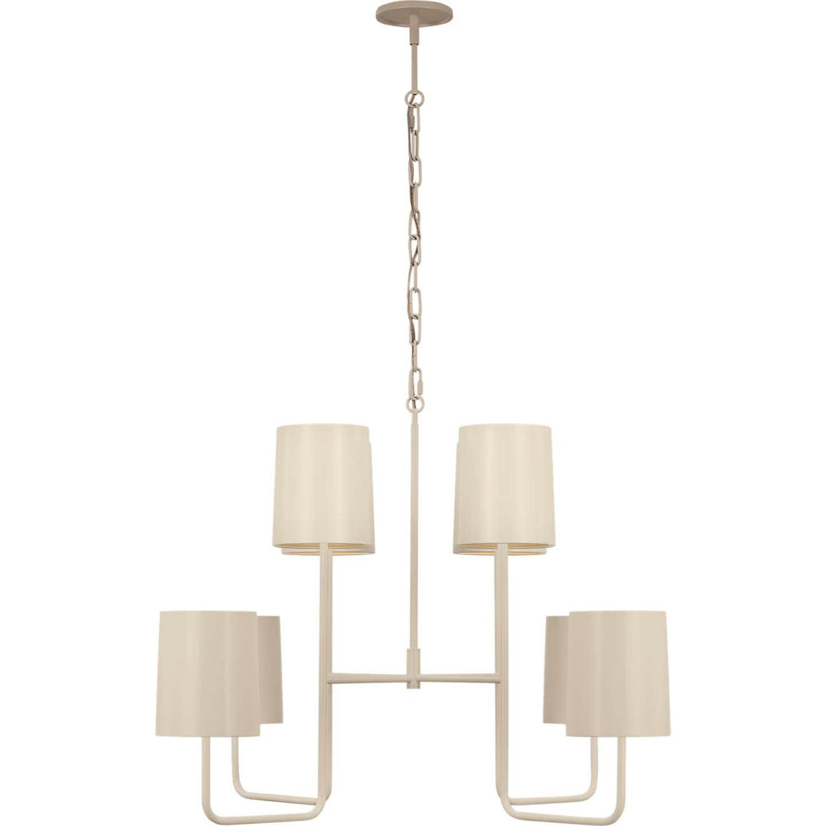 Barbara Barry Go Lightly Extra Large Two Tier Chandelier in China White with China White Shades W30" x H25.25"