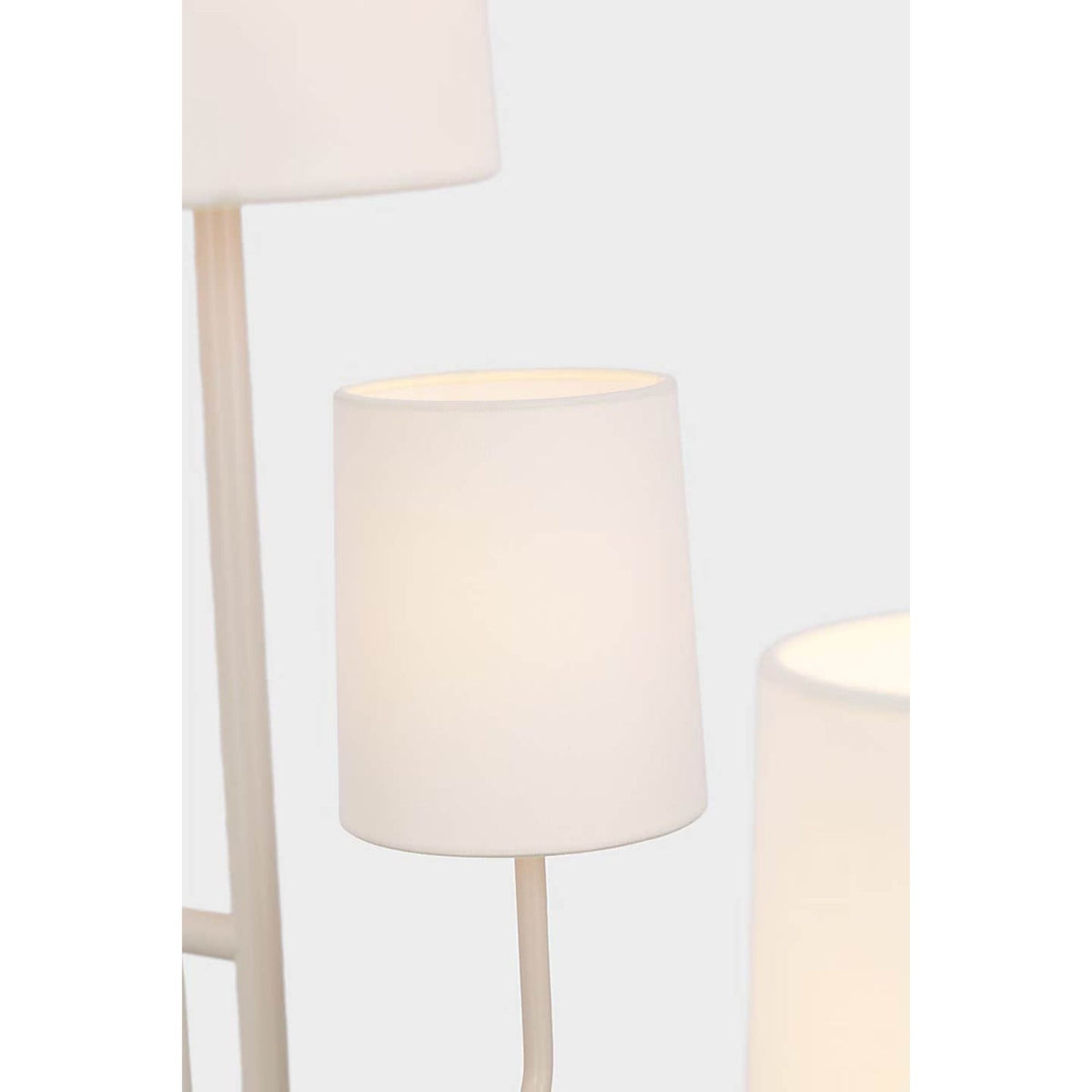 Barbara Barry Go Lightly Extra Large Two Tier Chandelier in China White with Linen Shades W30" x H25.25"