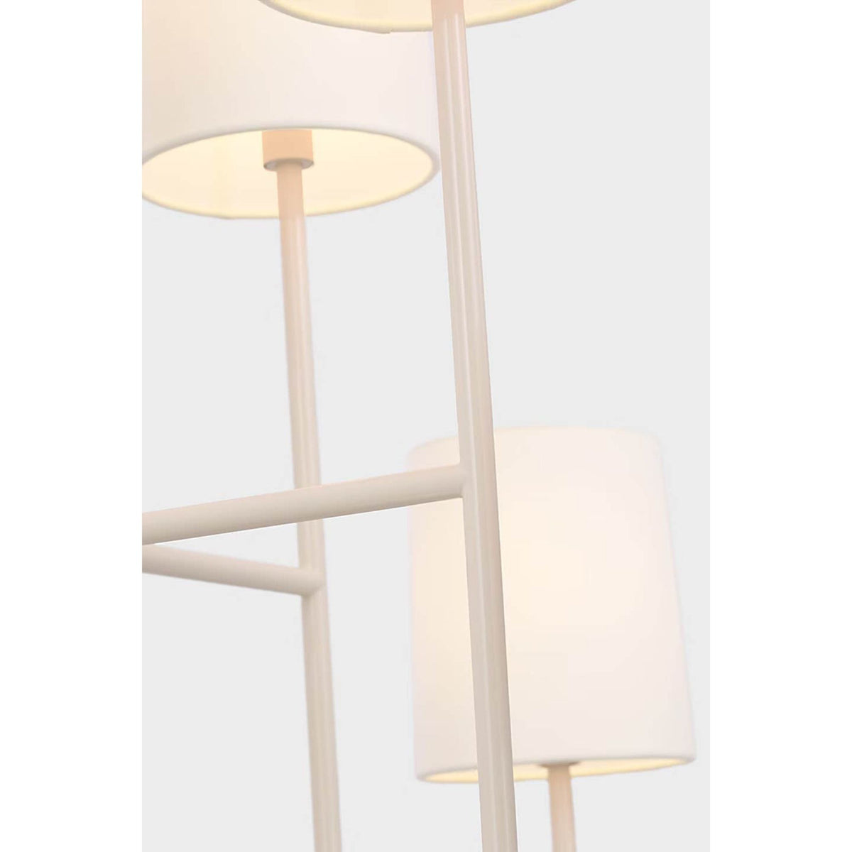 Barbara Barry Go Lightly Extra Large Two Tier Chandelier in China White with Linen Shades W30" x H25.25"