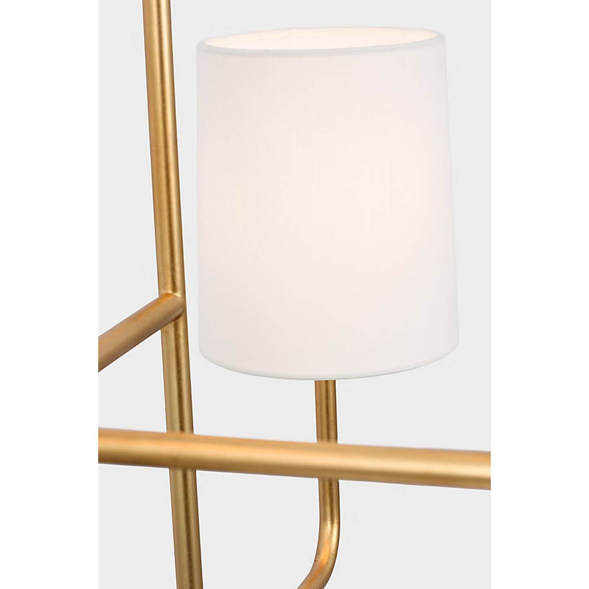 Barbara Barry Go Lightly Extra Large Two Tier Chandelier in Gild with Linen Shades W30" x H25.25"