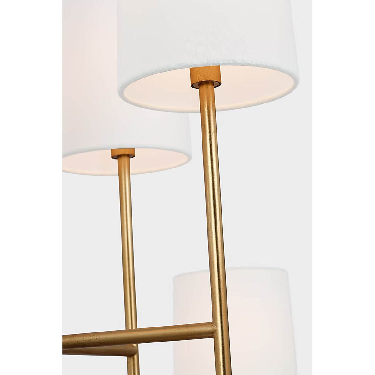 Barbara Barry Go Lightly Extra Large Two Tier Chandelier in Gild with Linen Shades W30" x H25.25"