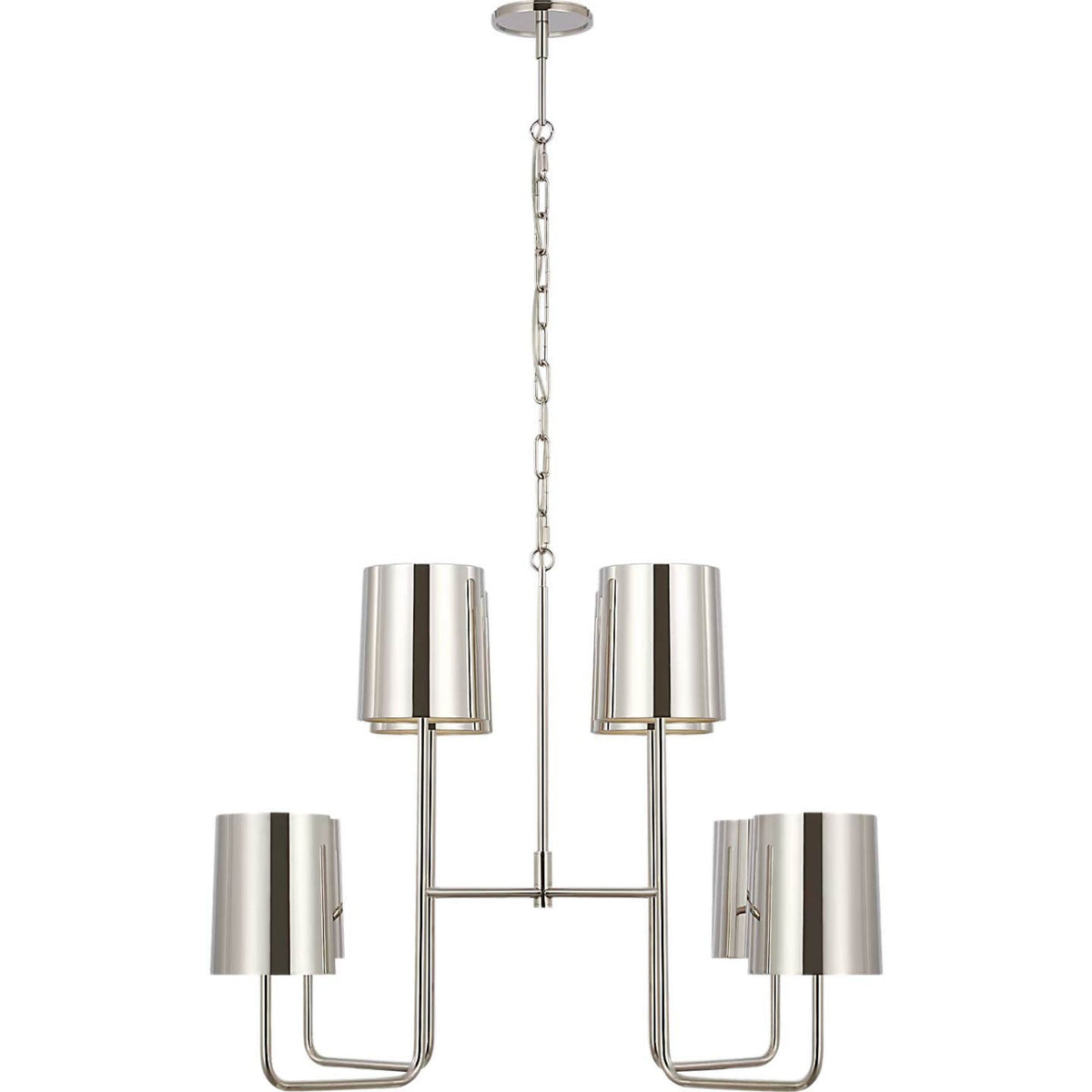Barbara Barry Go Lightly Extra Large Two Tier Chandelier in Polished Nickel with Polished Nickel Shades W30" x H25.25"