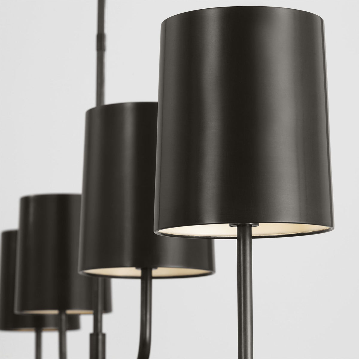 Barbara Barry Go Lightly 70" Four Light Linear Chandelier in Bronze with Bronze Shades W6" x 70"