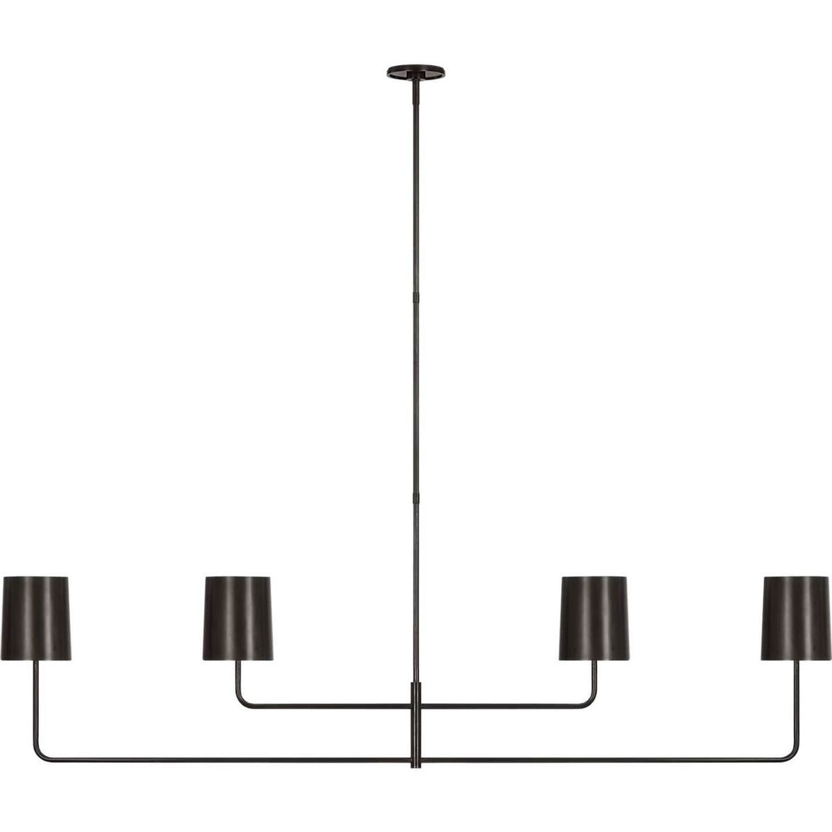 Barbara Barry Go Lightly 70" Four Light Linear Chandelier in Bronze with Bronze Shades W6" x 70"