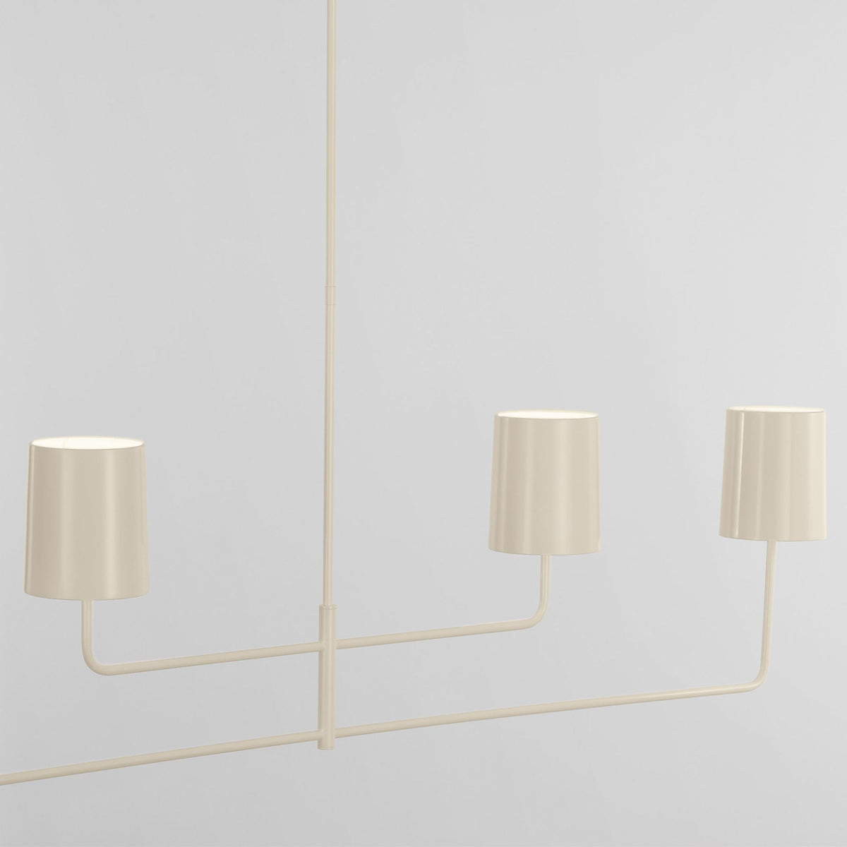 Barbara Barry Go Lightly 70" Four Light Linear Chandelier in China White with China White Shades W6" x 70"