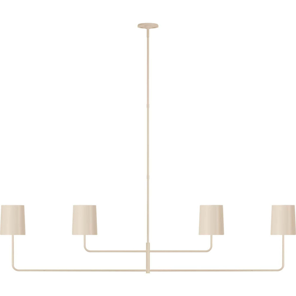Barbara Barry Go Lightly 70" Four Light Linear Chandelier in China White with China White Shades W6" x 70"