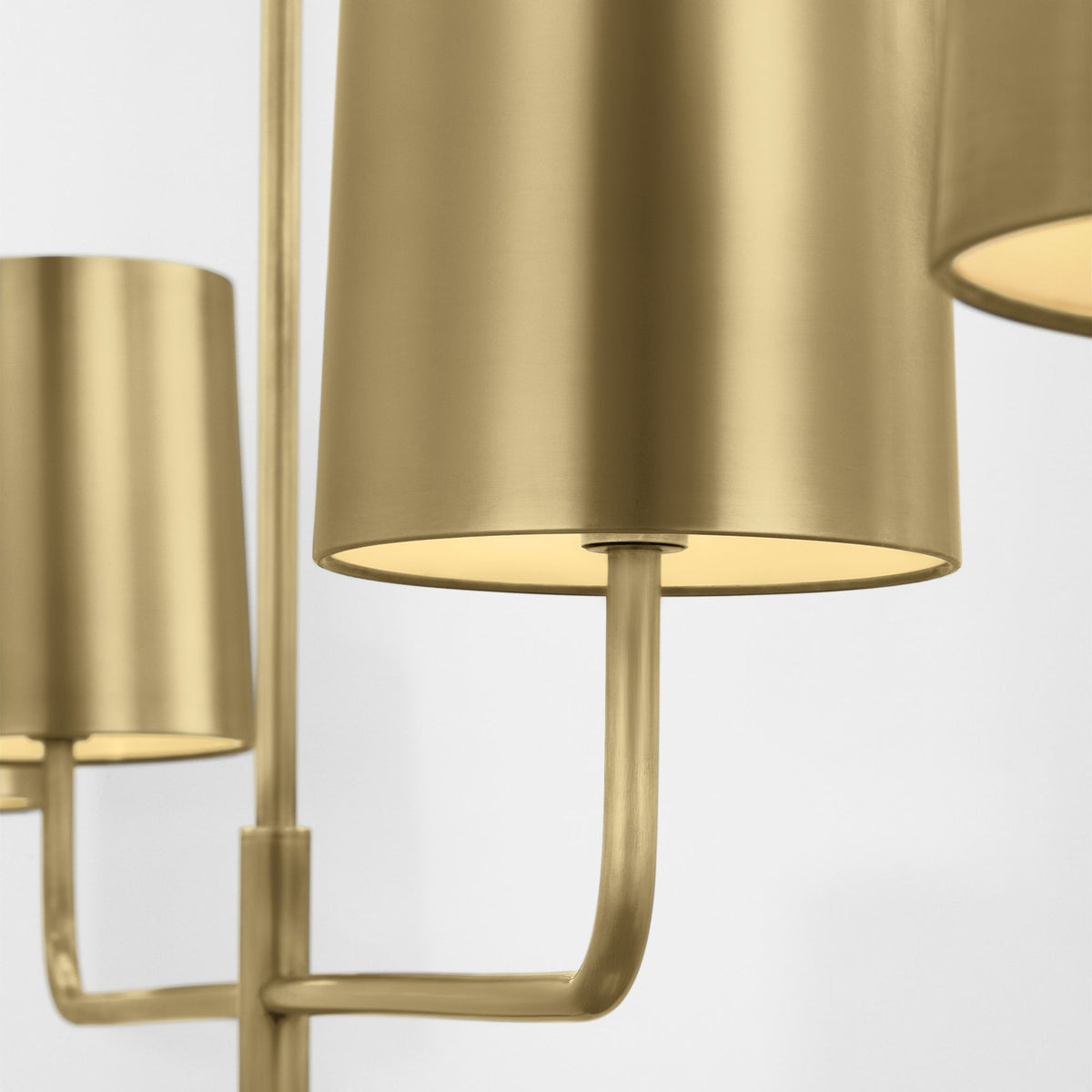 Barbara Barry Go Lightly 70" Four Light Linear Chandelier in Soft Brass with Soft Brass Shades W6" x 70"
