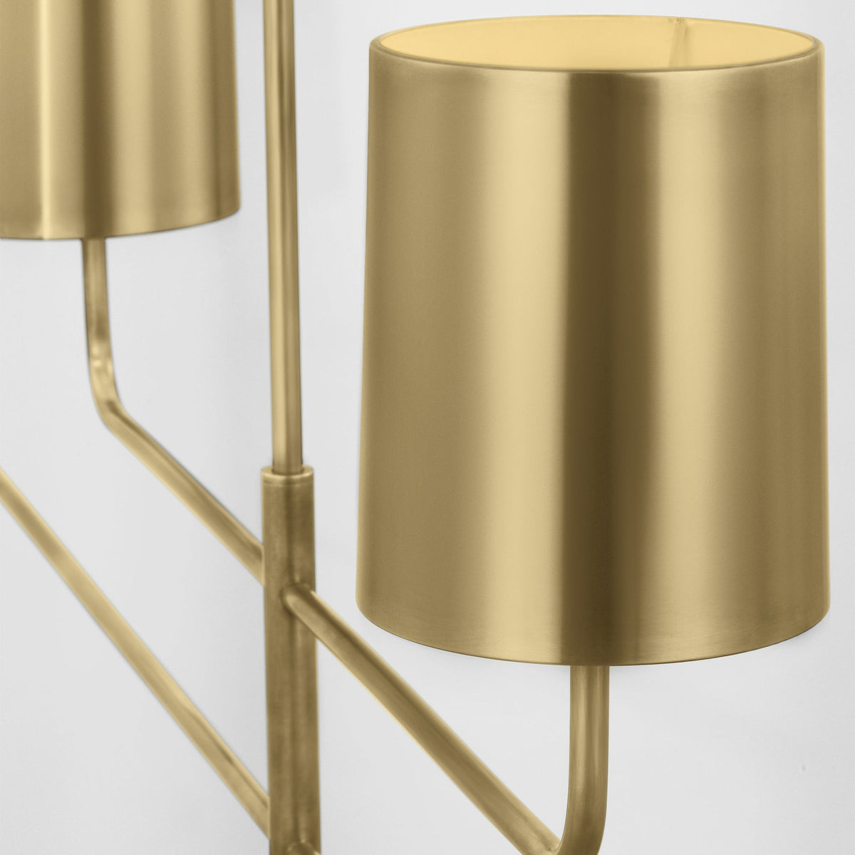 Barbara Barry Go Lightly 70" Four Light Linear Chandelier in Soft Brass with Soft Brass Shades W6" x 70"
