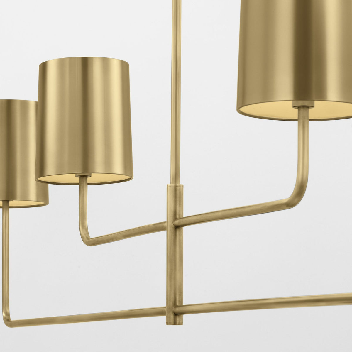 Barbara Barry Go Lightly 70" Four Light Linear Chandelier in Soft Brass with Soft Brass Shades W6" x 70"