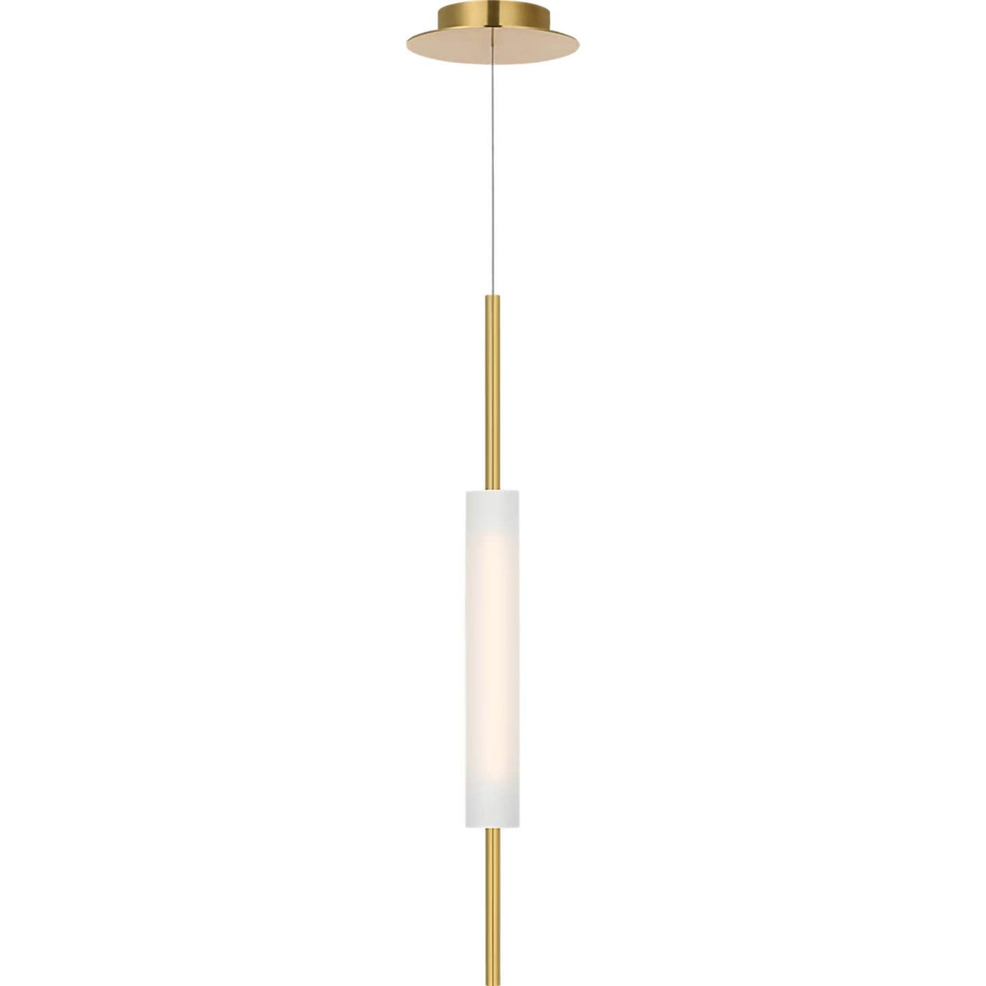 Barbara Barry Windchime 3" Single Pendant in Soft Brass with Soft Etched Glass W2.5"