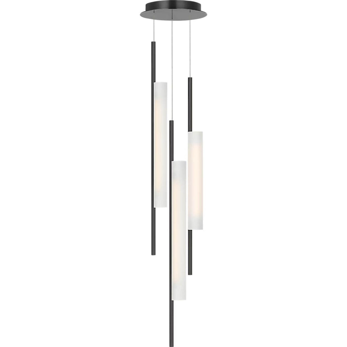 Barbara Barry Windchime 12" 3 Light Chandelier in Bronze with Soft Etched Glass W11.25"