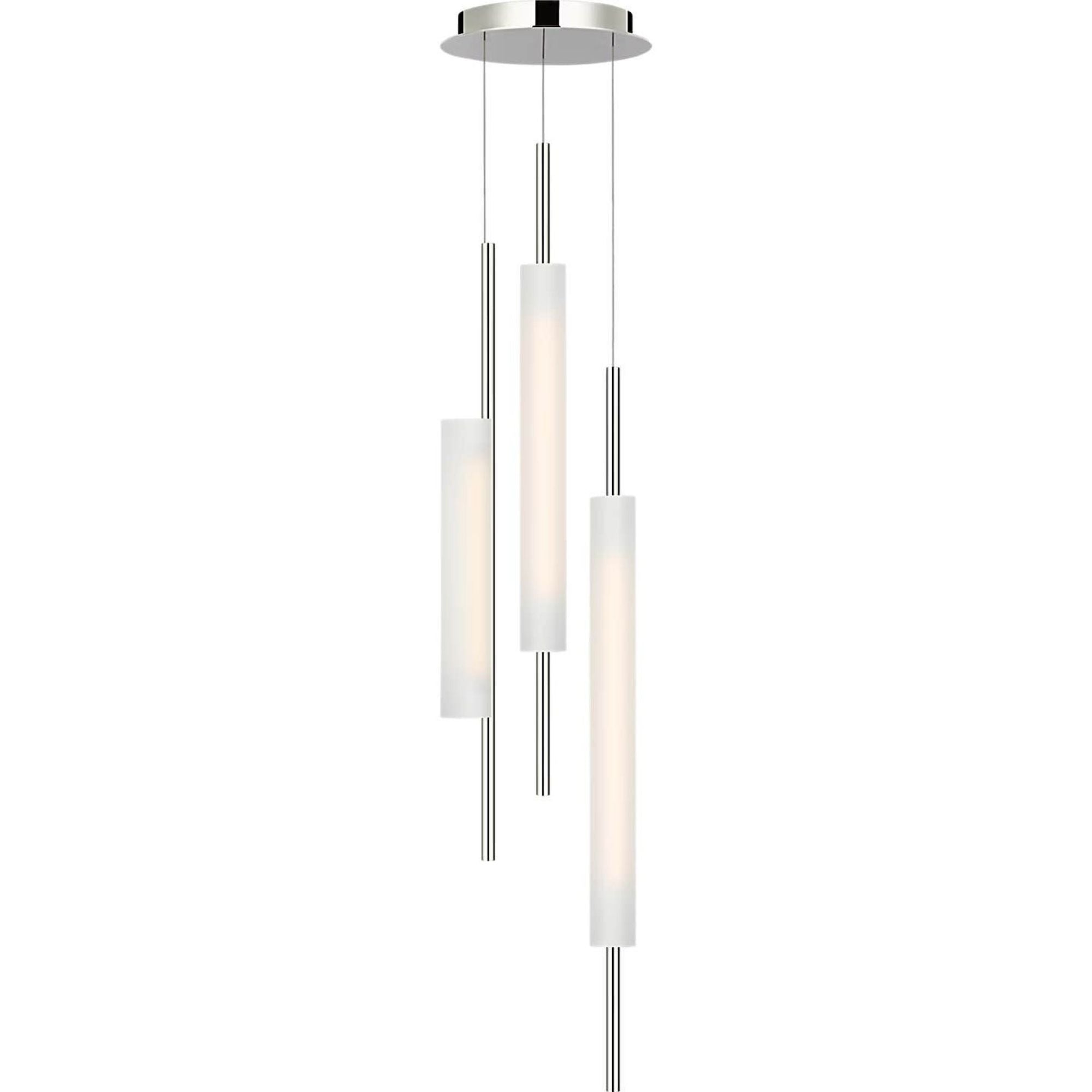 Barbara Barry Windchime 12" 3 Light Chandelier in Polished Nickel with Soft Etched Glass W11.25"