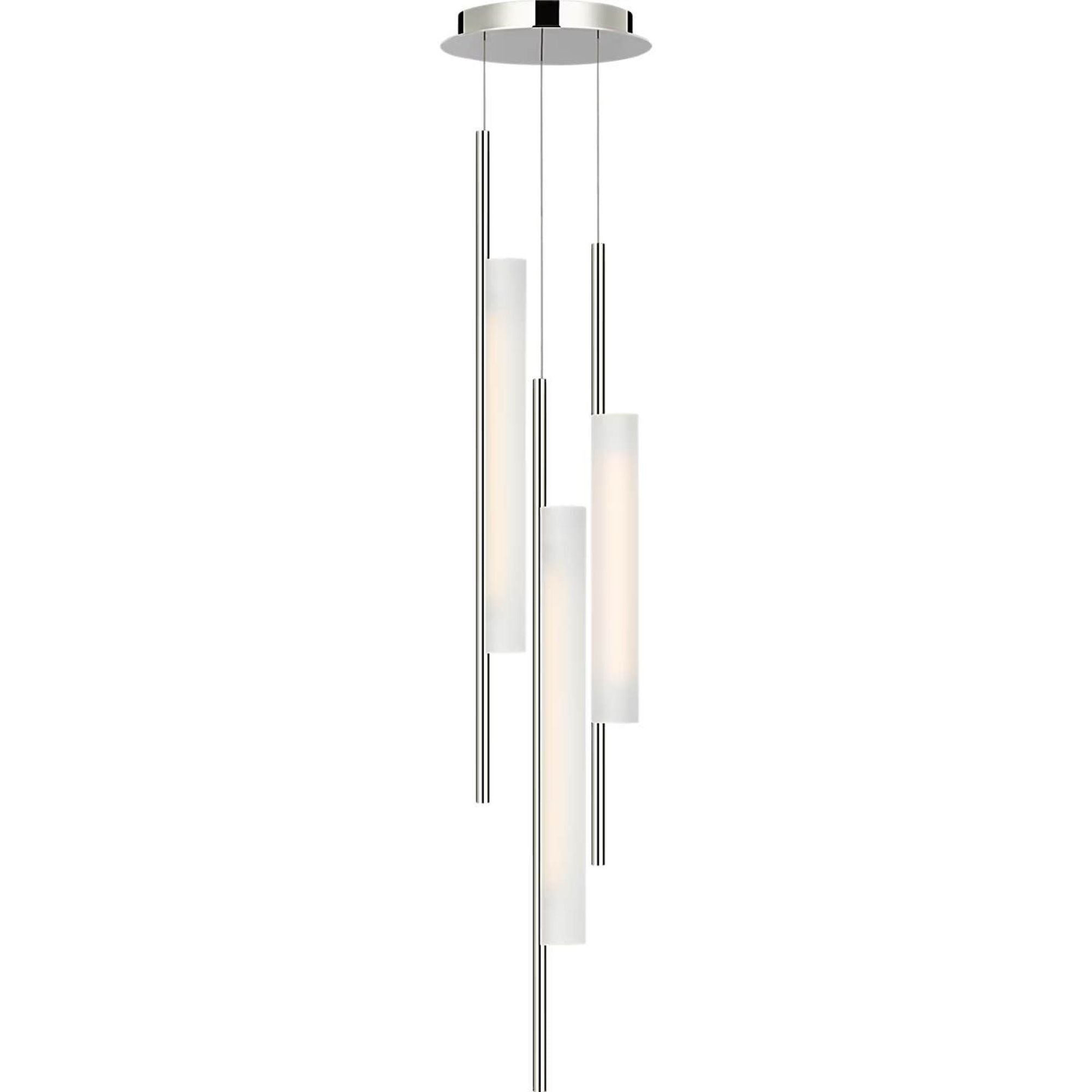 Barbara Barry Windchime 12" 3 Light Chandelier in Polished Nickel with Soft Etched Glass W11.25"