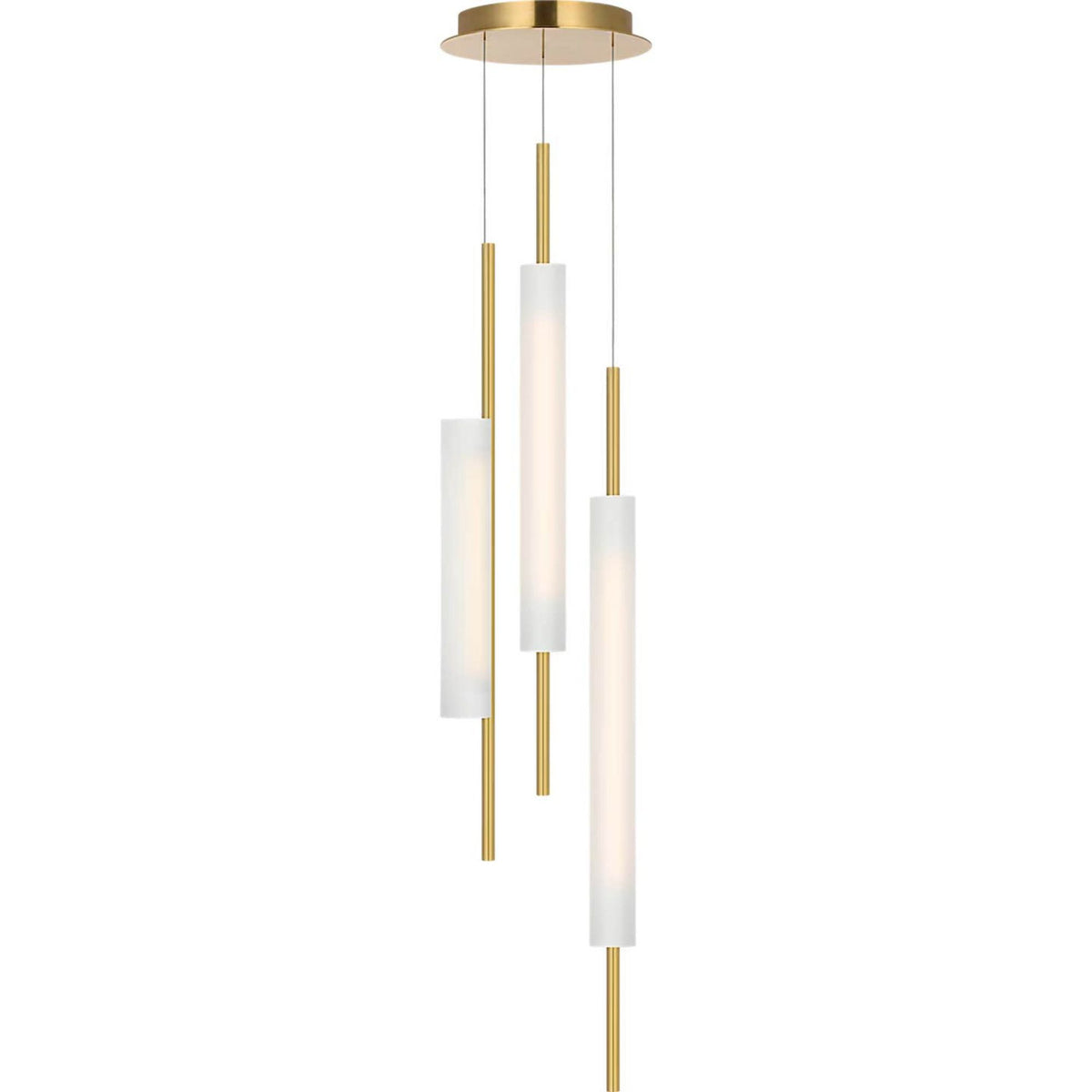 Barbara Barry Windchime 12" 3 Light Chandelier in Soft Brass with Soft Etched Glass W11.25"
