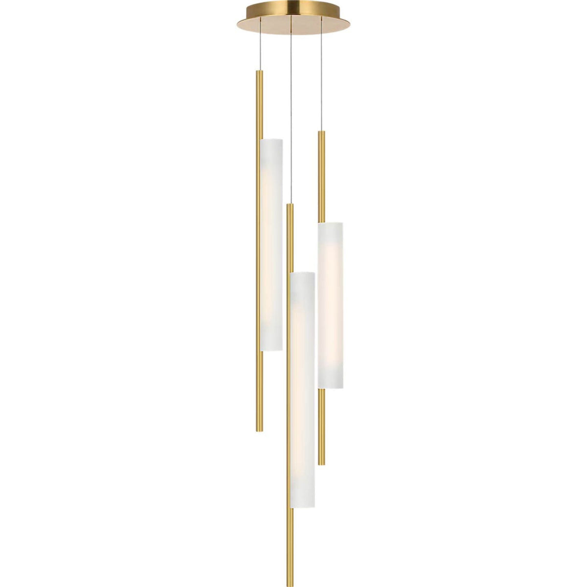 Barbara Barry Windchime 12" 3 Light Chandelier in Soft Brass with Soft Etched Glass W11.25"