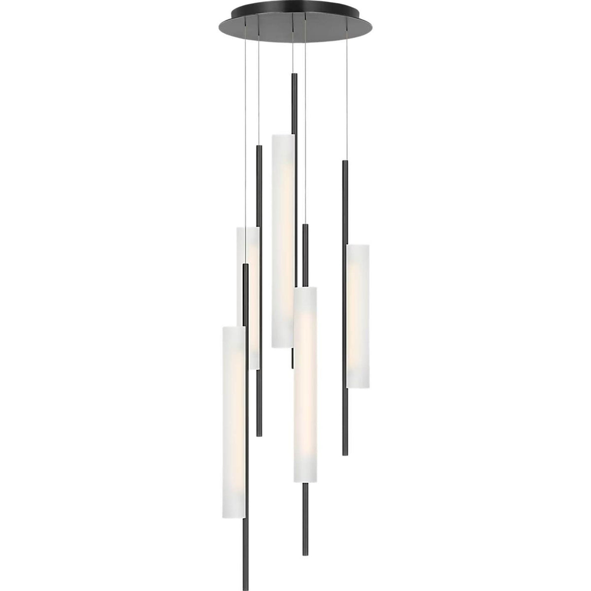 Barbara Barry Windchime 17" 5 Light Chandelier in Bronze with Soft Etched Glass W17.25"