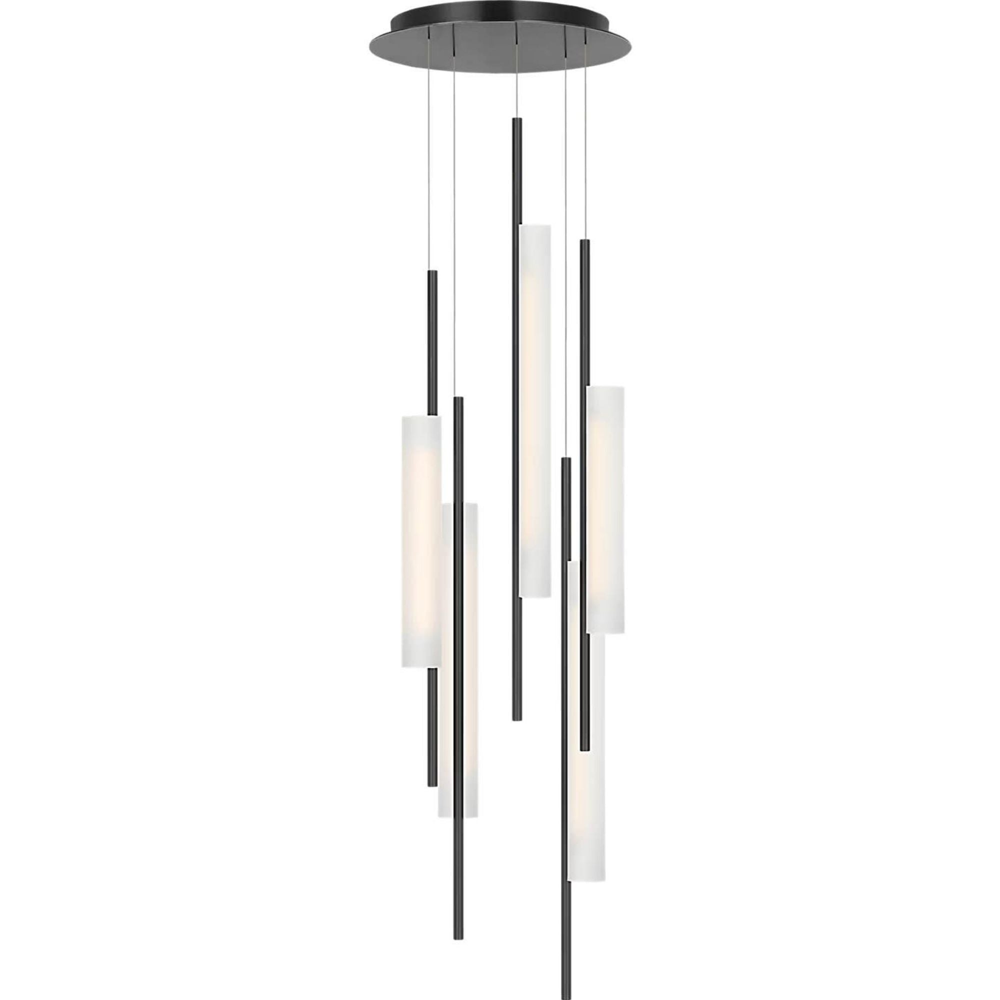 Barbara Barry Windchime 17" 5 Light Chandelier in Bronze with Soft Etched Glass W17.25"