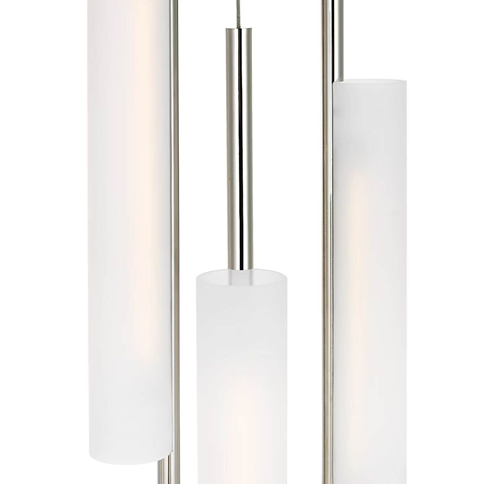 Barbara Barry Windchime 17" 5 Light Chandelier in Polished Nickel with Soft Etched Glass W17.25"