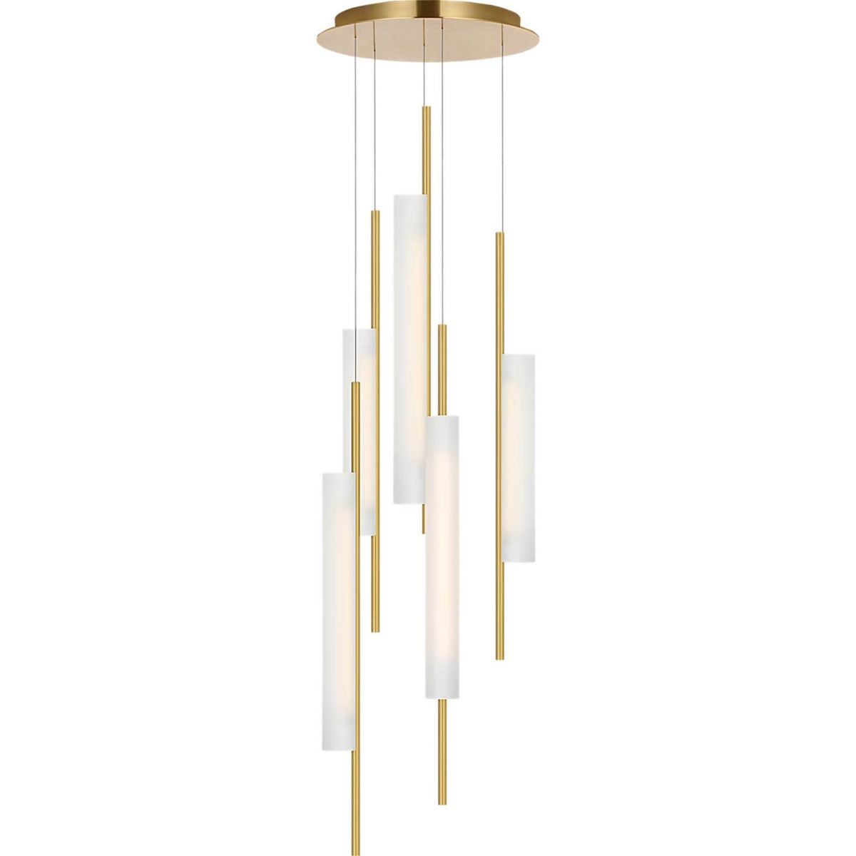 Barbara Barry Windchime 17" 5 Light Chandelier in Soft Brass with Soft Etched Glass W17.25"