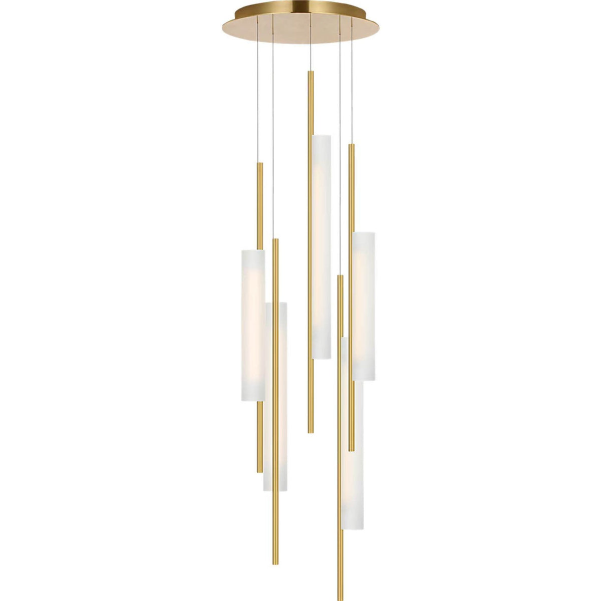 Barbara Barry Windchime 17" 5 Light Chandelier in Soft Brass with Soft Etched Glass W17.25"