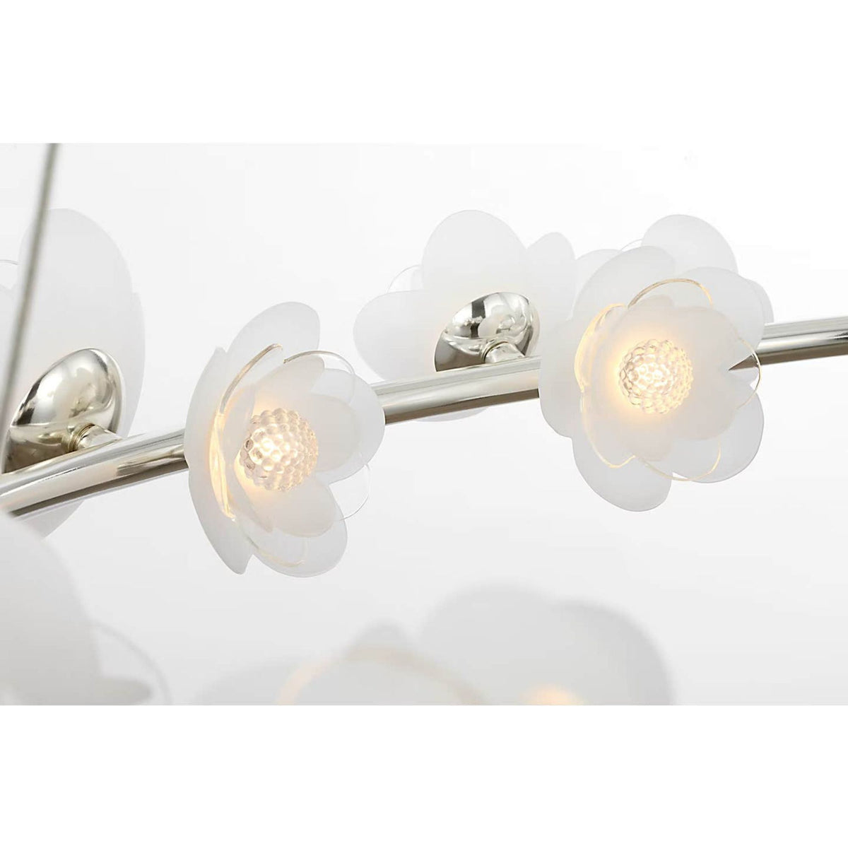 Barbara Barry Petaluma 35" Ring Chandelier in Soft Silver with Etched and Clear Glass Flowers W34.5"