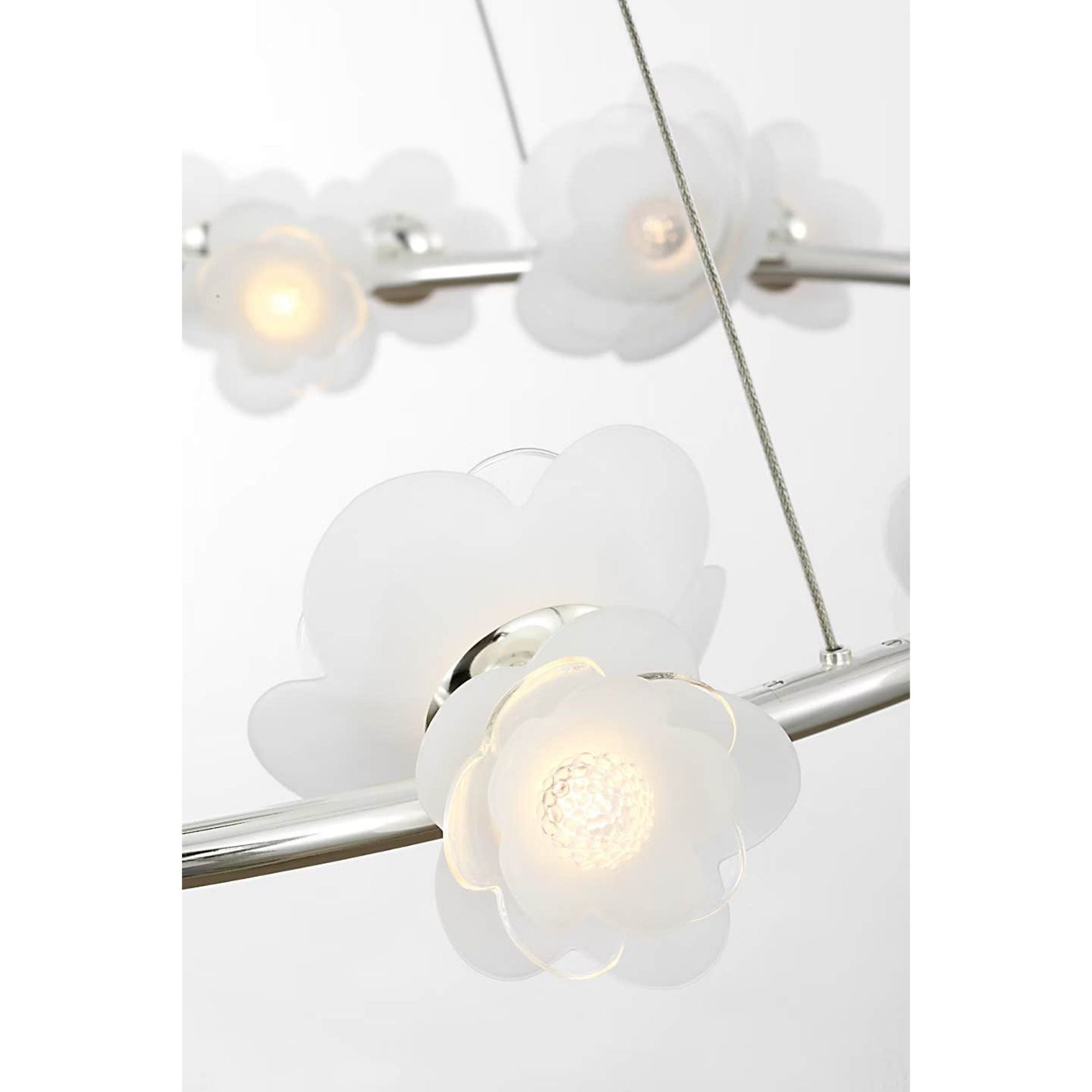 Barbara Barry Petaluma 35" Ring Chandelier in Soft Silver with Etched and Clear Glass Flowers W34.5"