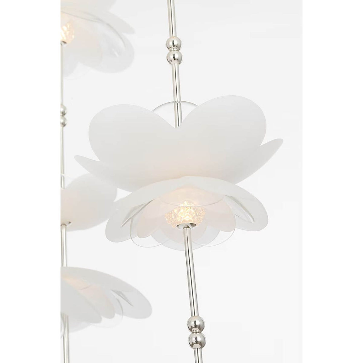 Barbara Barry Petaluma 28" Cascading Chandelier in Soft Silver with Etched and Clear Glass Flowers W32"