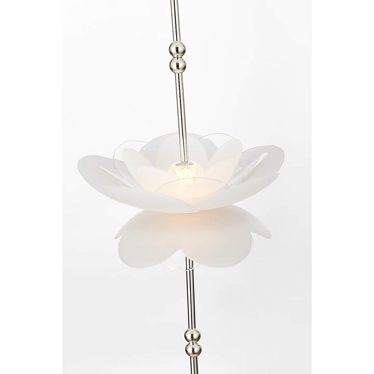 Barbara Barry Petaluma 7" Cascading Pendant in Soft Silver with Etched and Clear Glass Flowers W7.25"